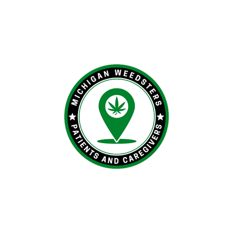 Michiganweedsters logo with map icon and cannabis leaf graphic